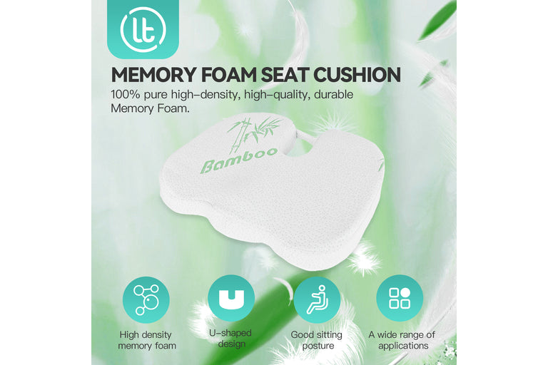 Coccyx Memory Foam Seat Cushion with Bamboo Cover