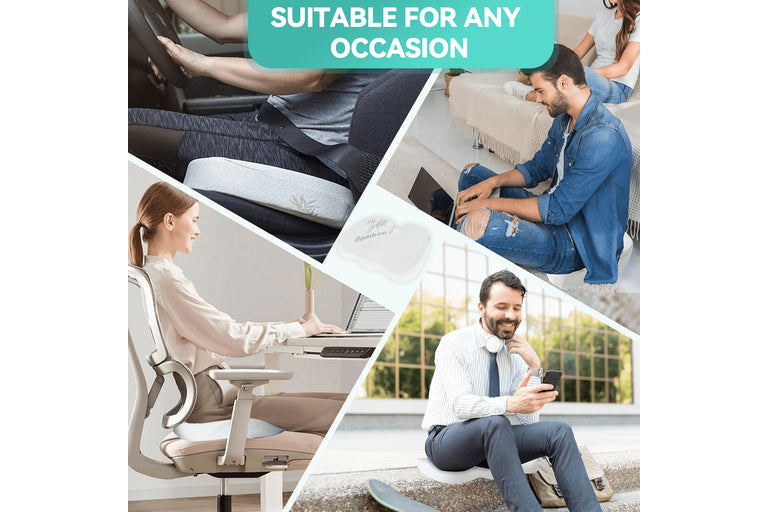 Coccyx Memory Foam Seat Cushion with Bamboo Cover