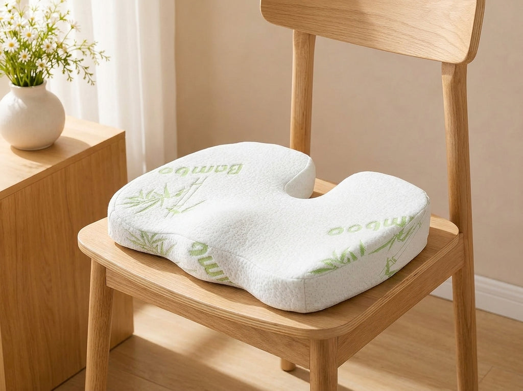 Coccyx Memory Foam Seat Cushion with Bamboo Cover