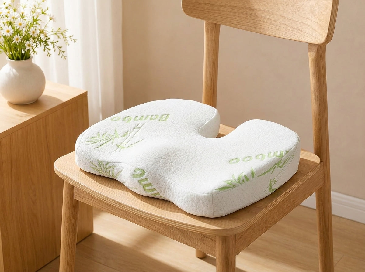 Coccyx Memory Foam Seat Cushion with Bamboo Cover